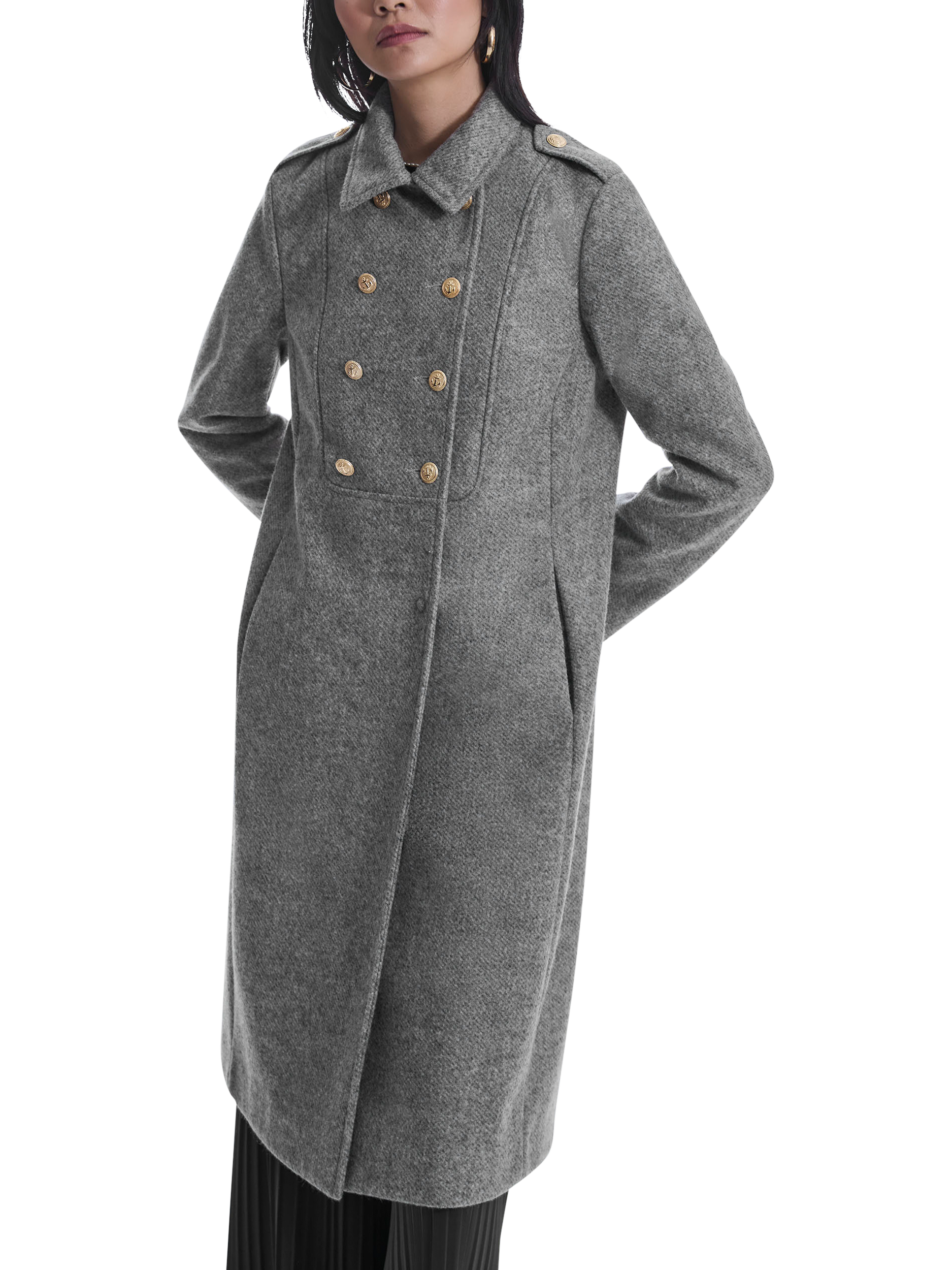 Product image 3 of 6, which shows James Lakeland Military Coat, Grey, 8
