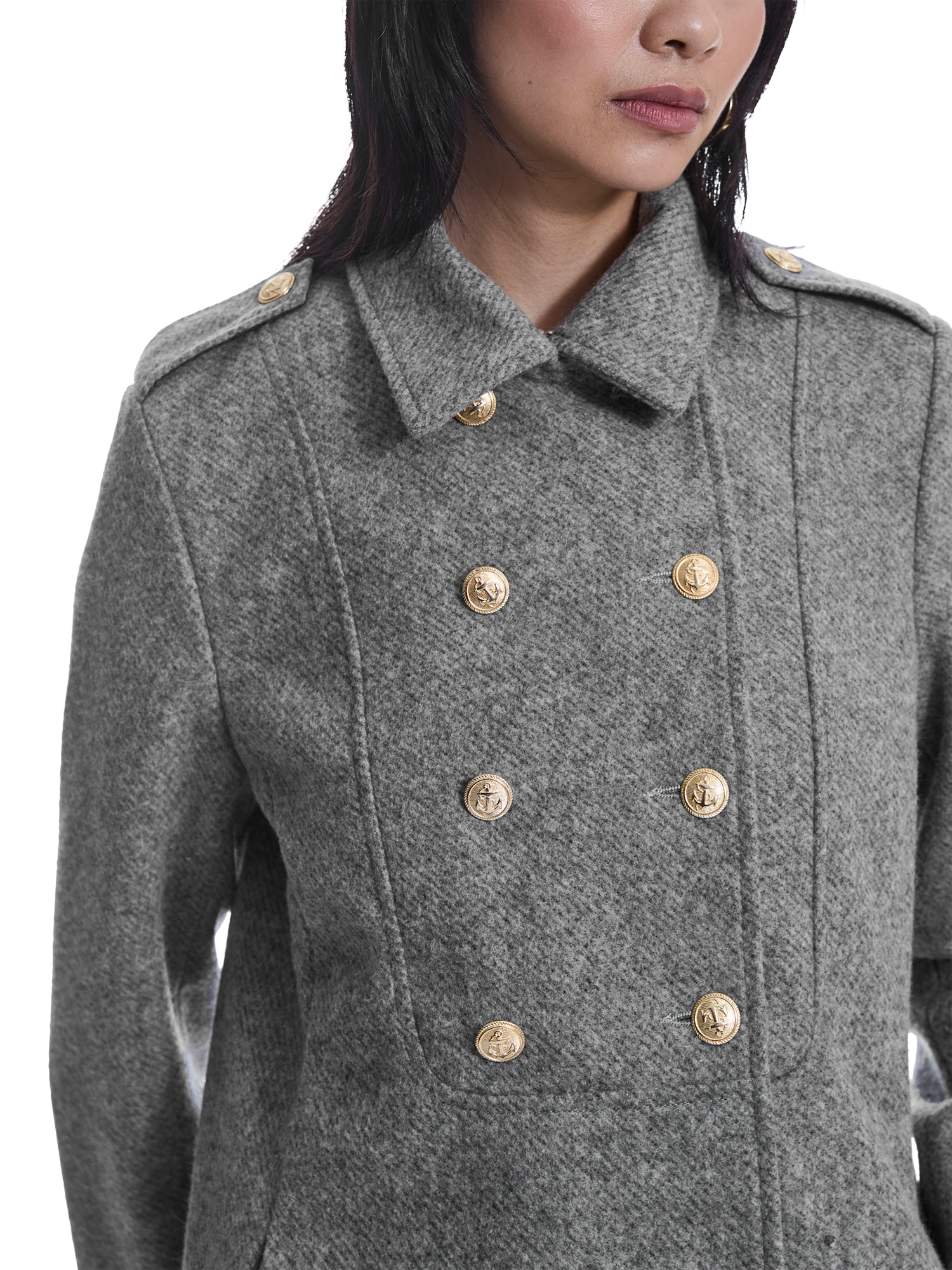 Product image 4 of 6, which shows James Lakeland Military Coat, Grey, 8