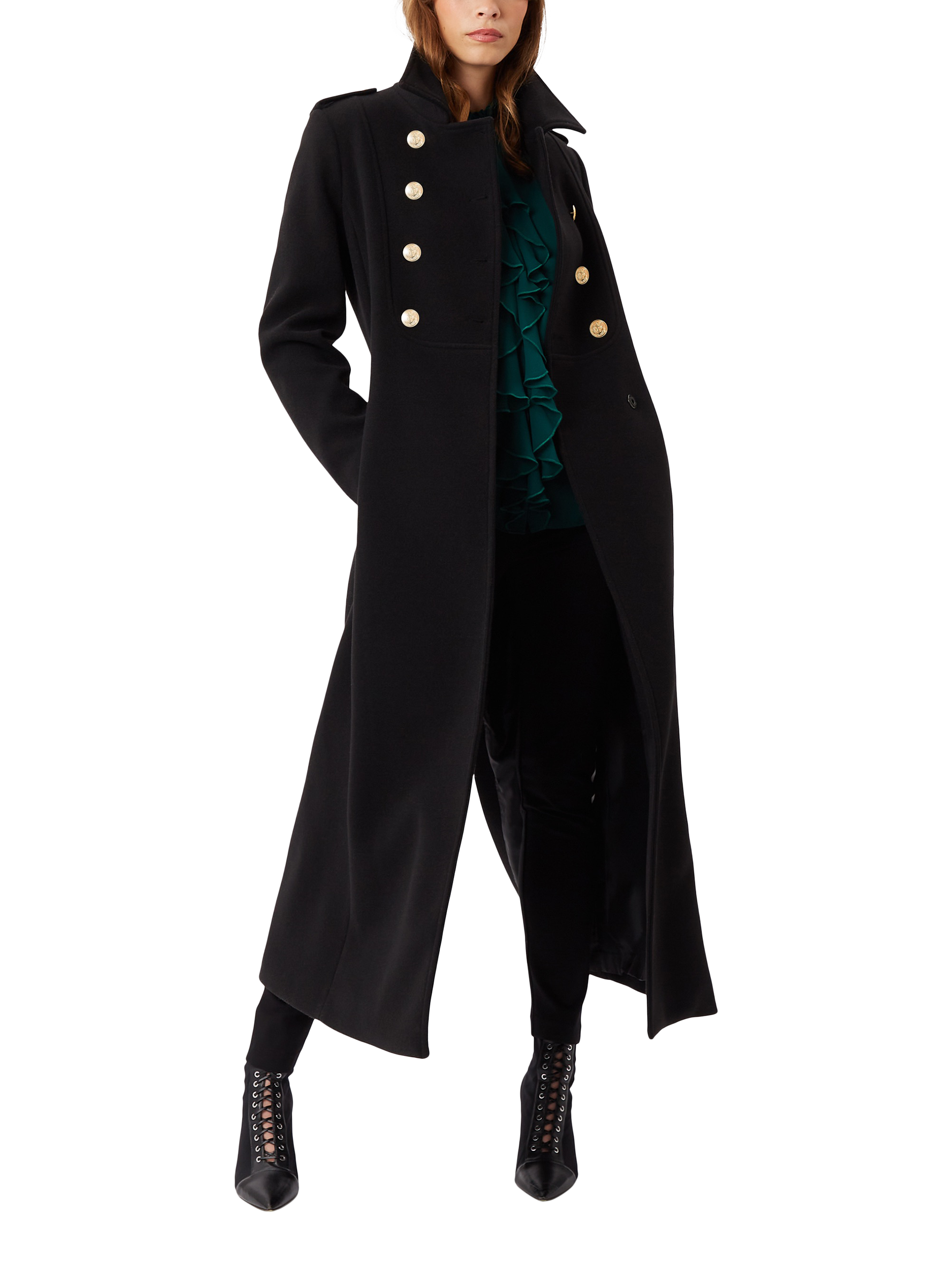 Product image 1 of 5, which shows James Lakeland Military Long Coat, Black, 8