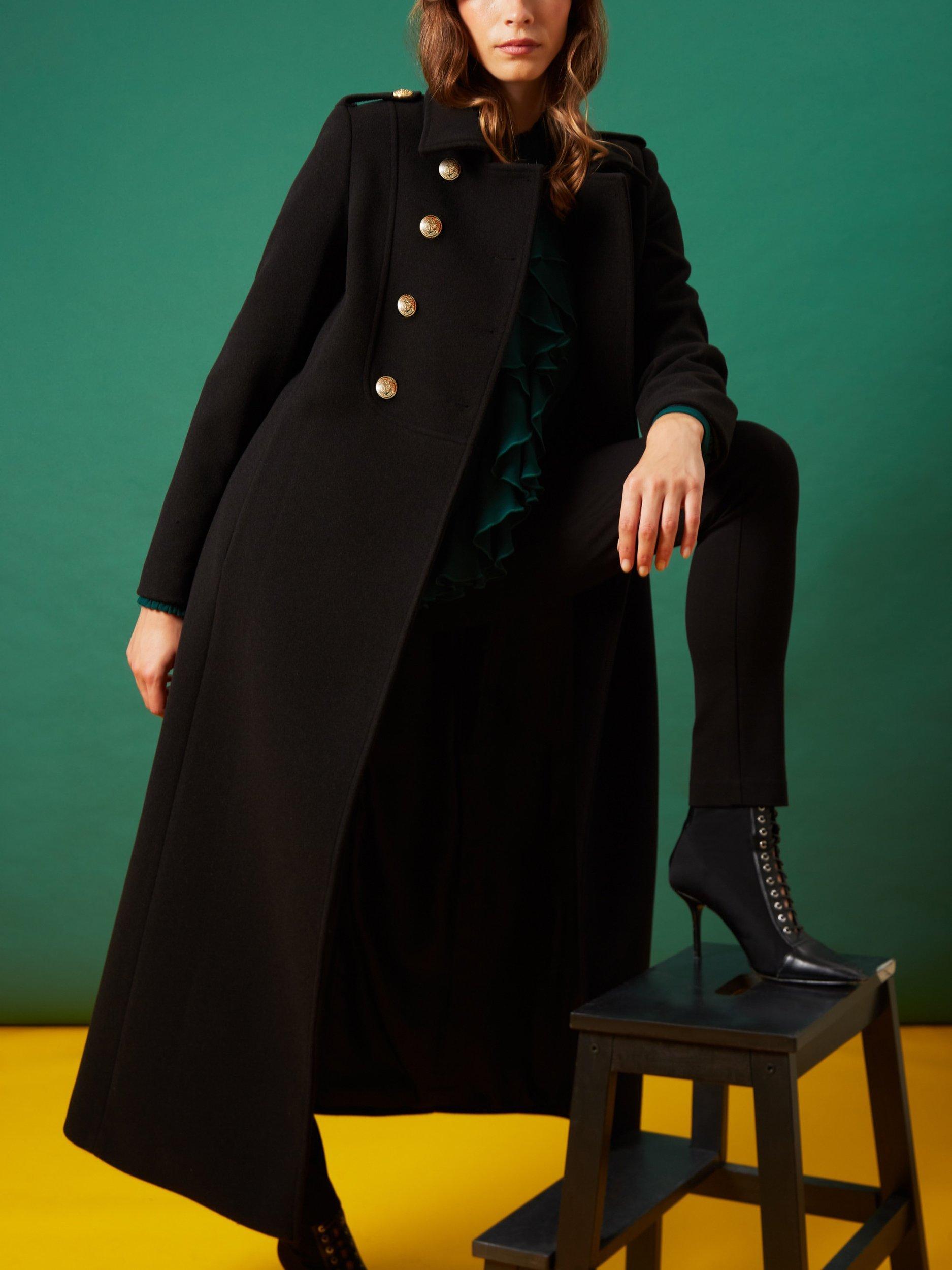 Product image 3 of 5, which shows James Lakeland Military Long Coat, Black, 8