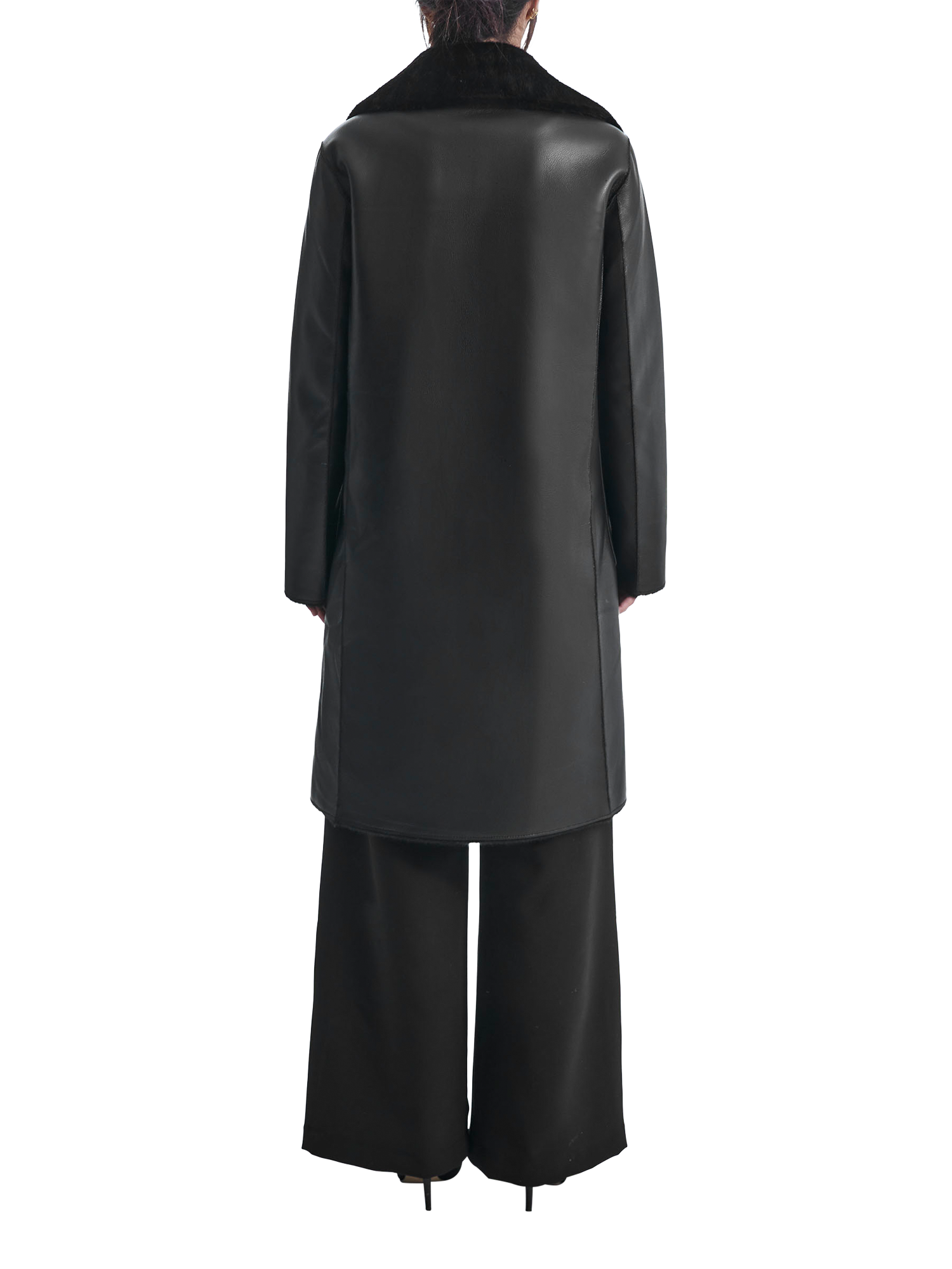 Product image 2 of 5, which shows James Lakeland Reversible Faux Leather Fur Coat, Black, 8