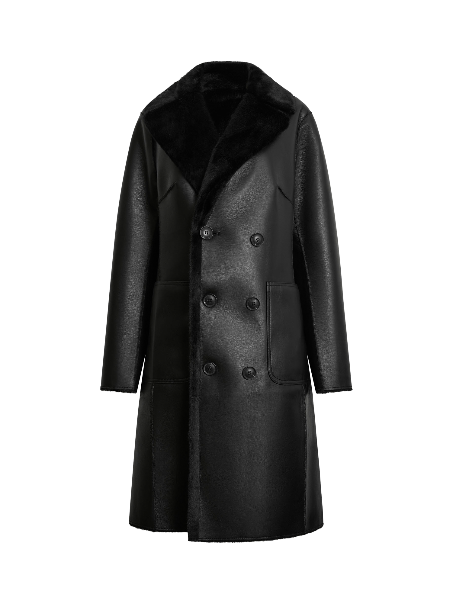 Product image 5 of 5, which shows James Lakeland Reversible Faux Leather Fur Coat, Black, 8