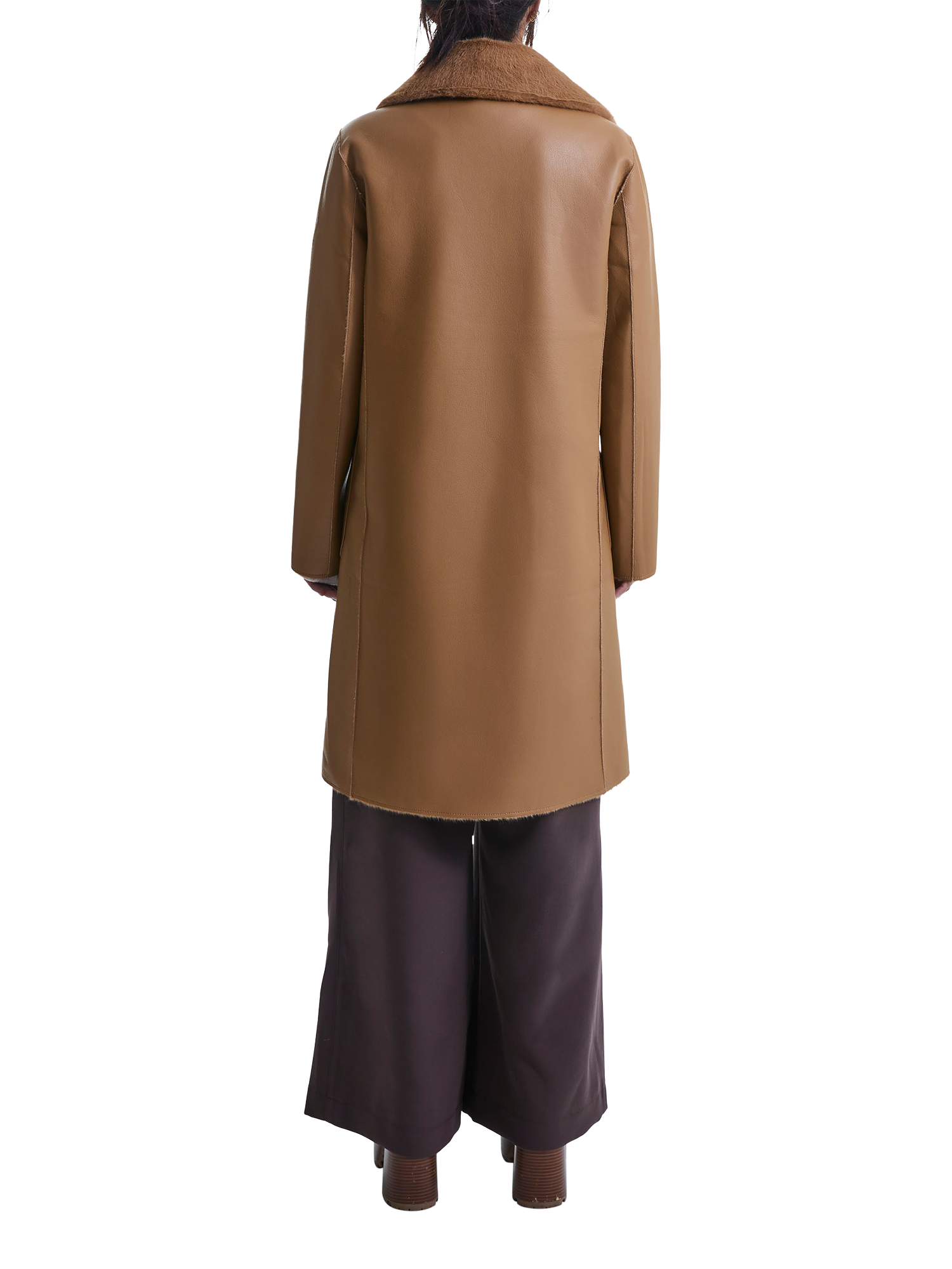 Product image 2 of 6, which shows James Lakeland Reversible Faux Leather Fur Coat, Brown, 8