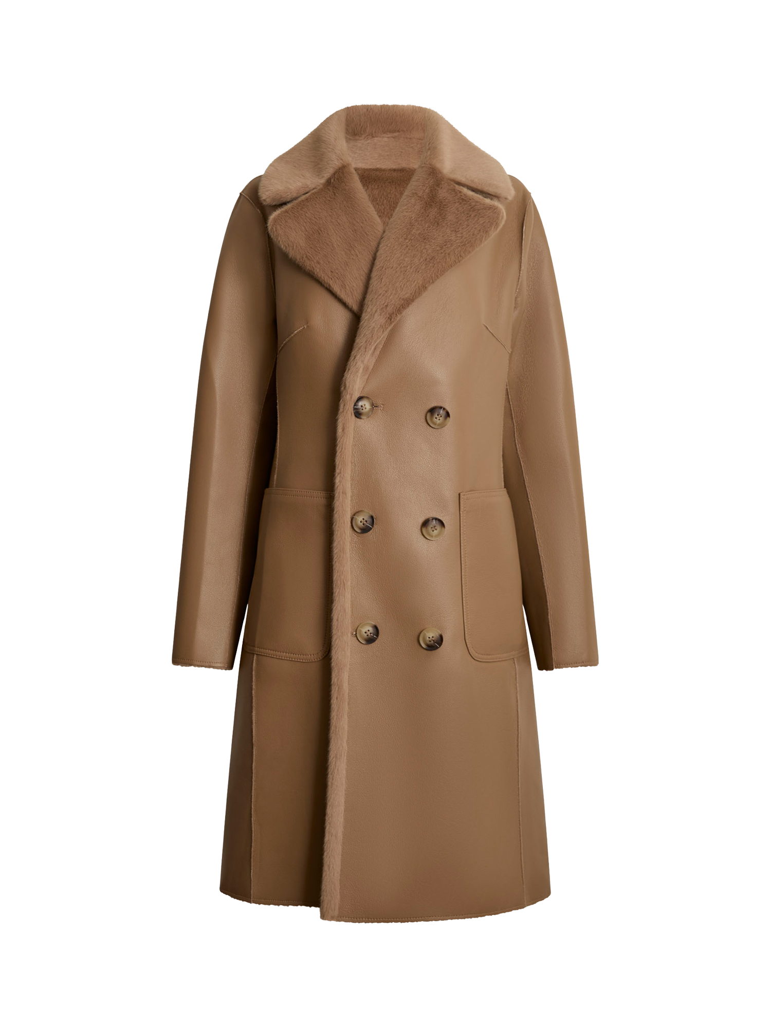 Product image 6 of 6, which shows James Lakeland Reversible Faux Leather Fur Coat, Brown, 8