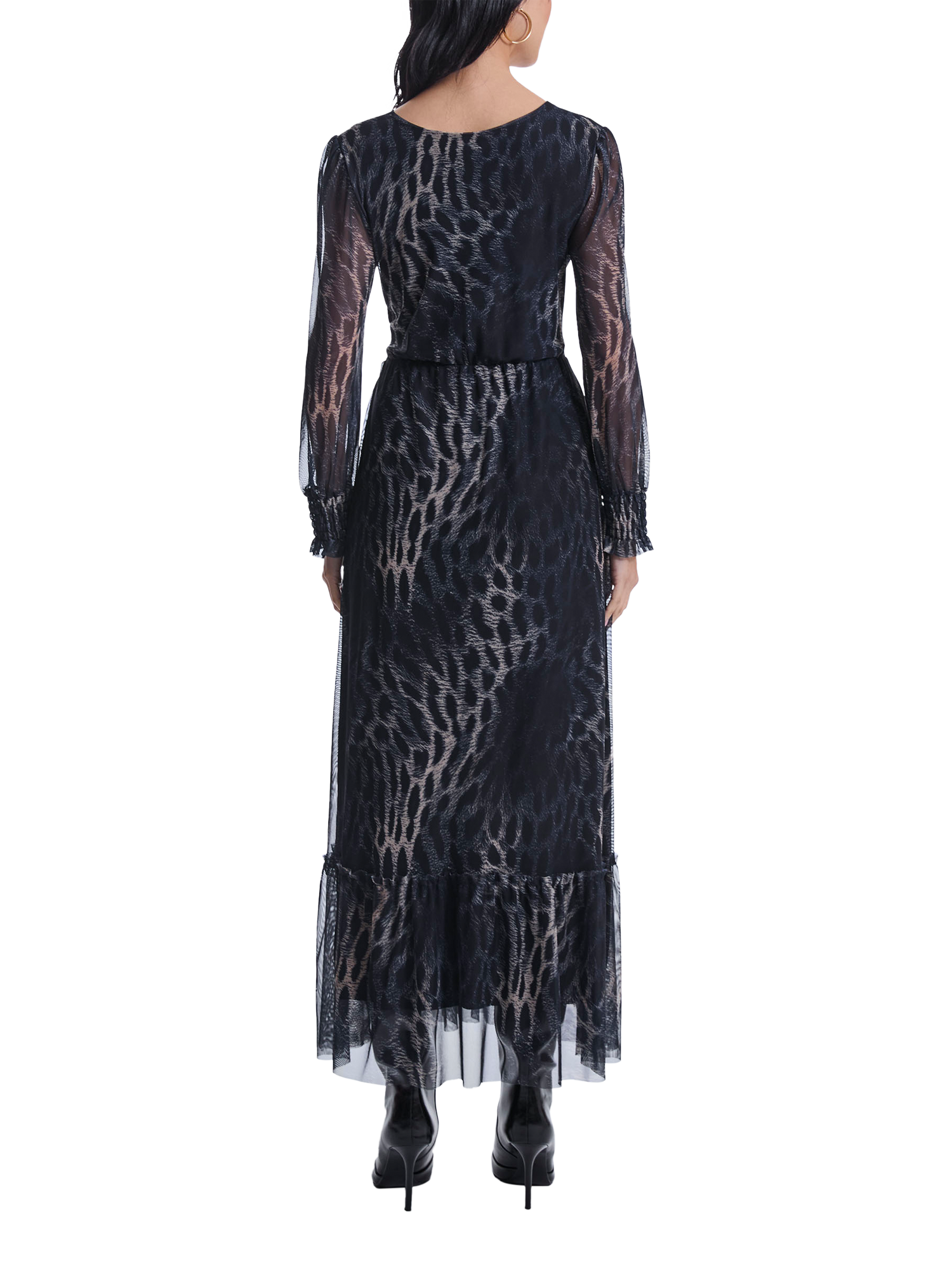 Product image 2 of 6, which shows James Lakeland Leopard Print Tulle Maxi Dress, Navy, 8