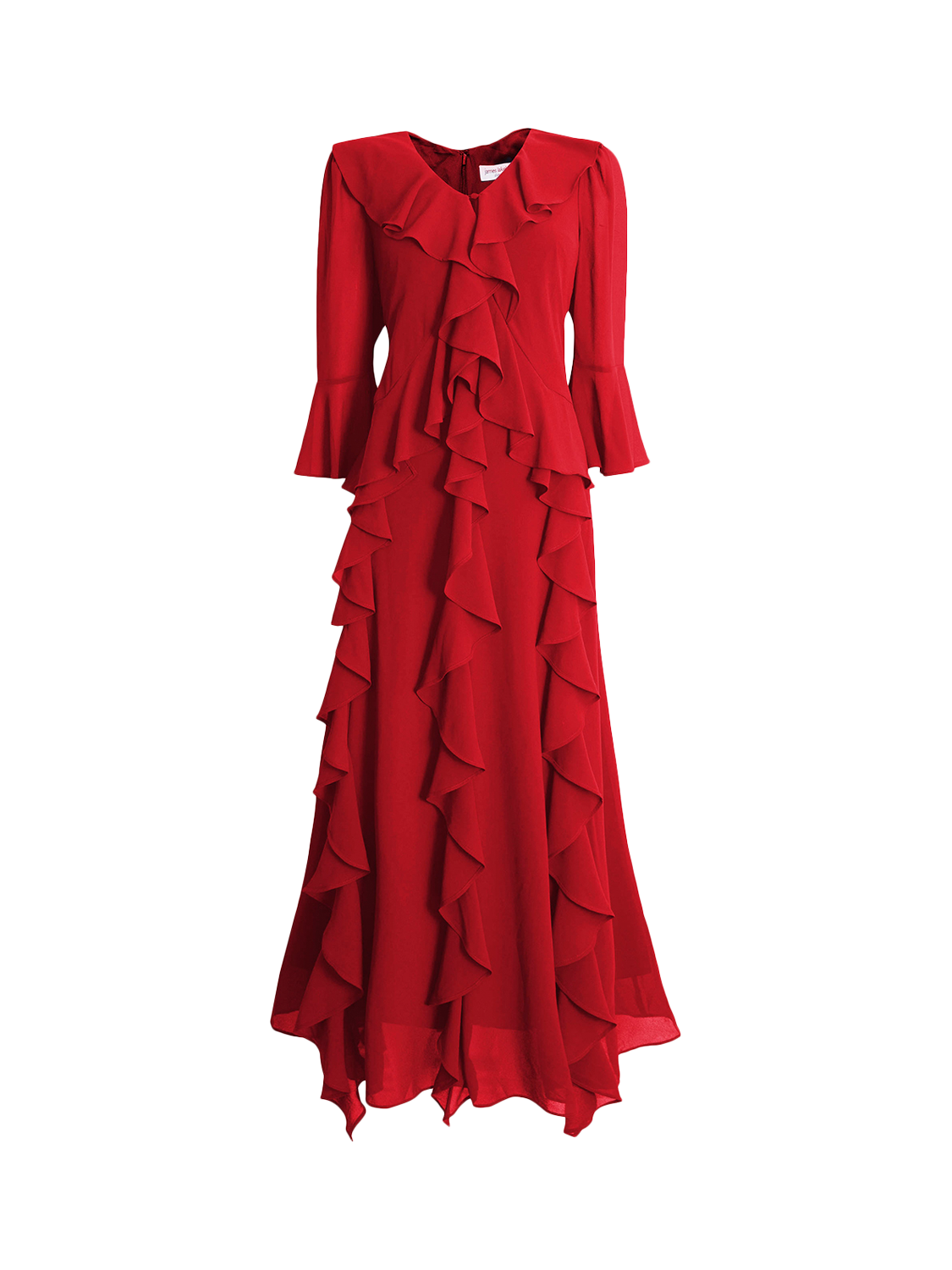 Product image 5 of 5, which shows James Lakeland V-Neck Ruffle Dress, Red, 8
