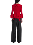 James Lakeland V-Neck Ruffle Top, Red
