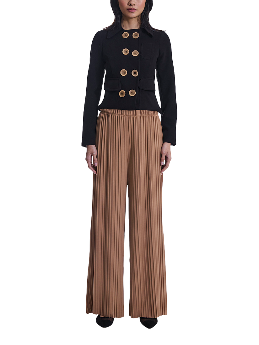 Product image 1 of 7, which shows James Lakeland Pleated Palazzo Trousers, Camel, 8
