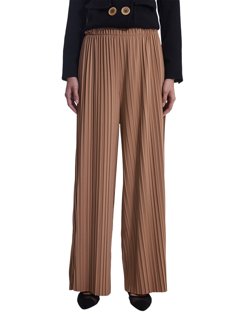 Product image 3 of 7, which shows James Lakeland Pleated Palazzo Trousers, Camel, 8