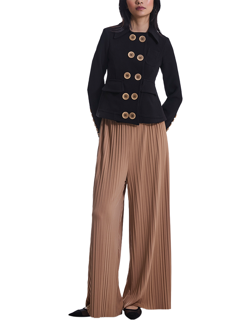 Product image 6 of 7, which shows James Lakeland Pleated Palazzo Trousers, Camel, 8