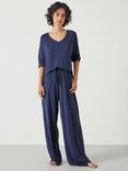 HUSH Nox Jersey V-Neck Pyjama Set, Navy