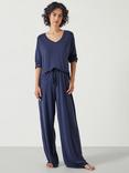 HUSH Nox Jersey V-Neck Pyjama Set, Navy