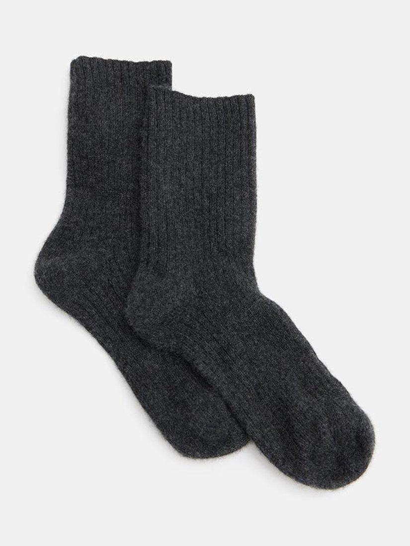Product image 1 of 4, which shows HUSH Cashmere Rich Socks, Charcoal Grey Marl