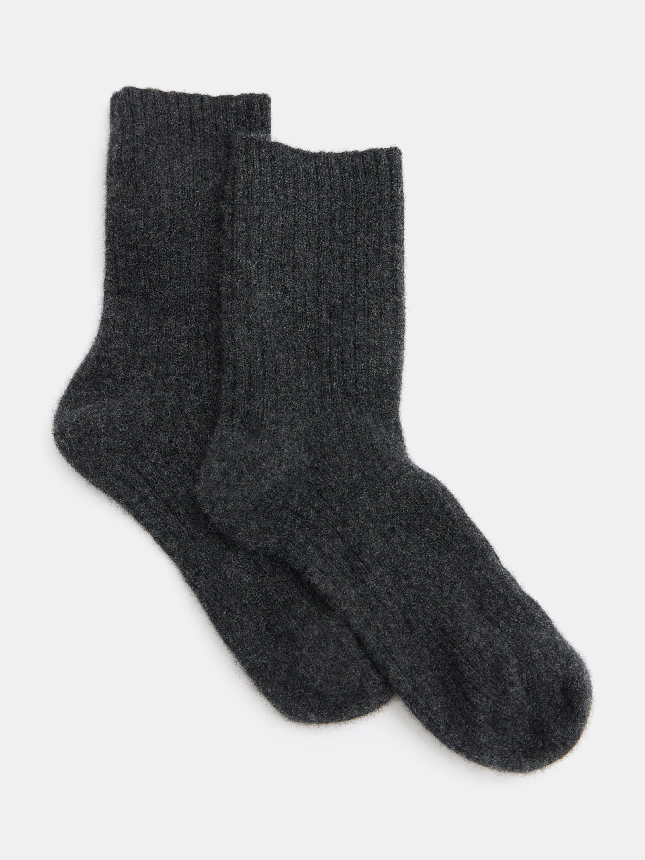 Product image 2 of 4, which shows HUSH Cashmere Rich Socks, Charcoal Grey Marl