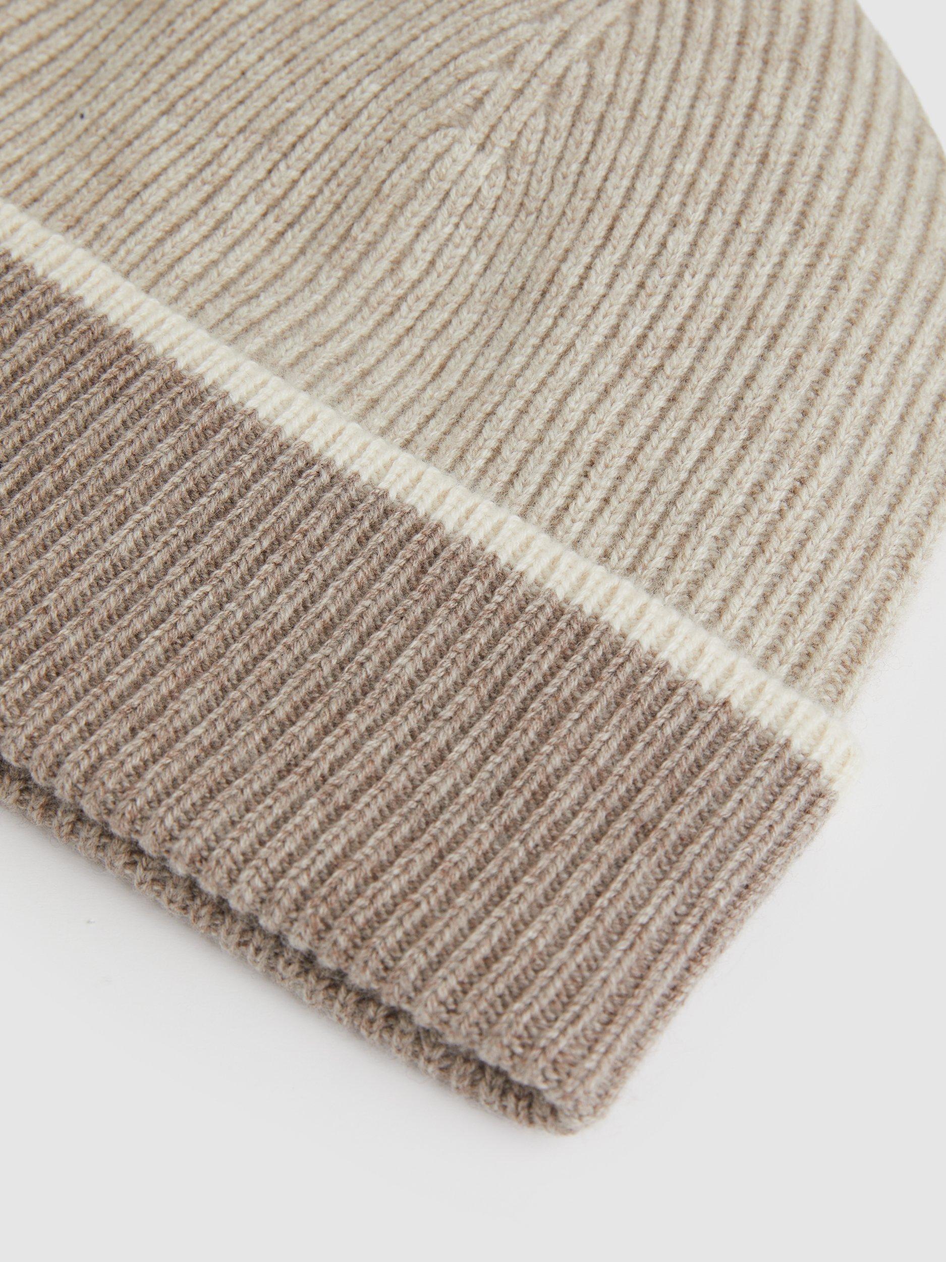 Product image 3 of 4, which shows Reiss Filipa Wool Blend Beanie, Taupe