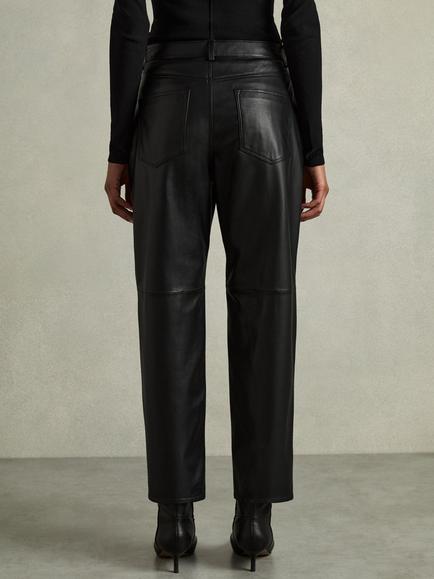 Reiss Verona Leather Trousers - view 2, Black