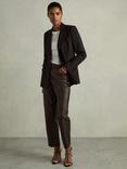 Reiss Verona Leather Trousers, Chocolate