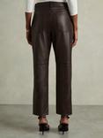 Reiss Verona Leather Trousers, Chocolate