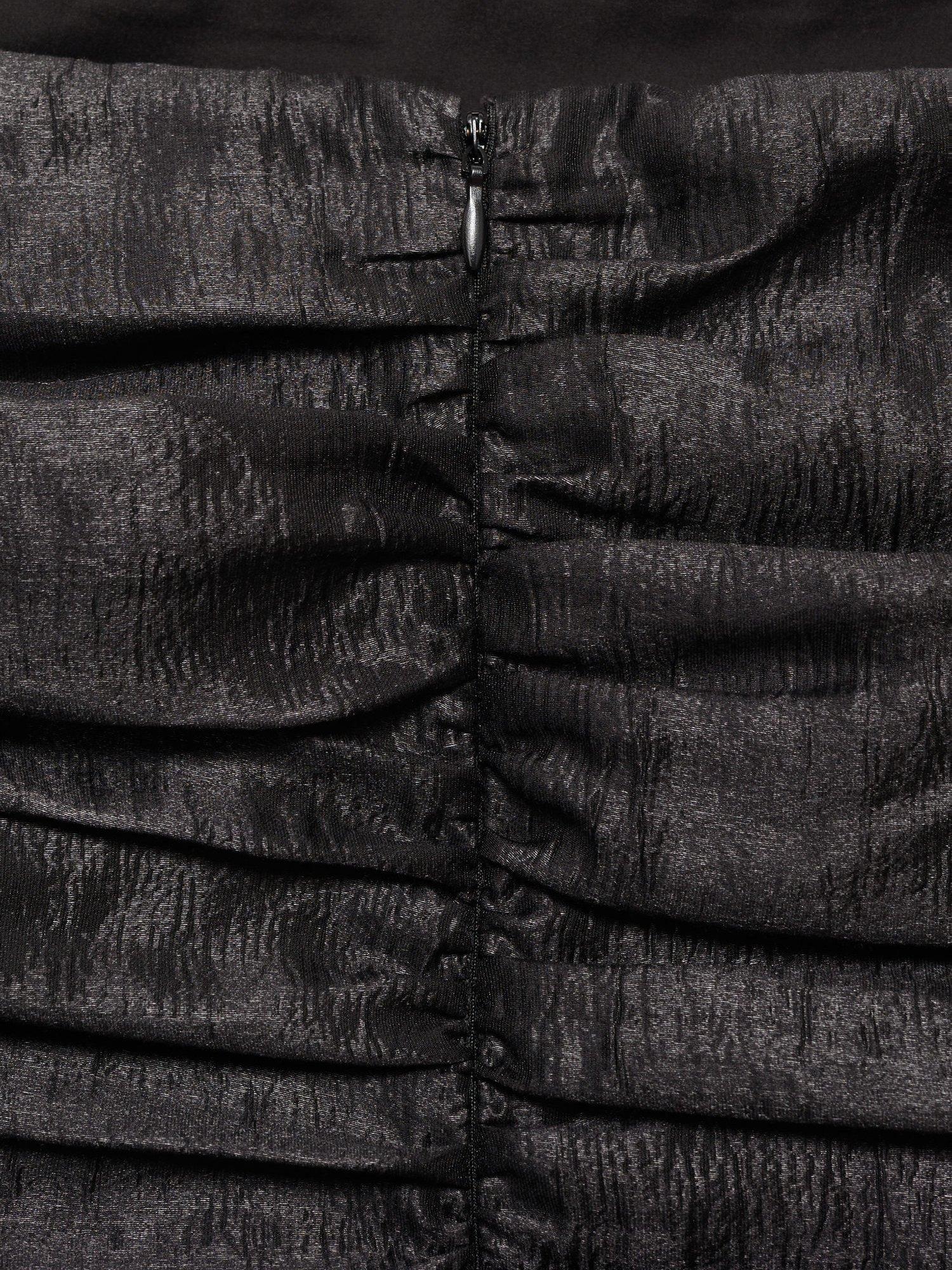 Product image 5 of 7, which shows Mango Metallic Ruched Balloon Bubble Hem Mini Dress, Black, 10