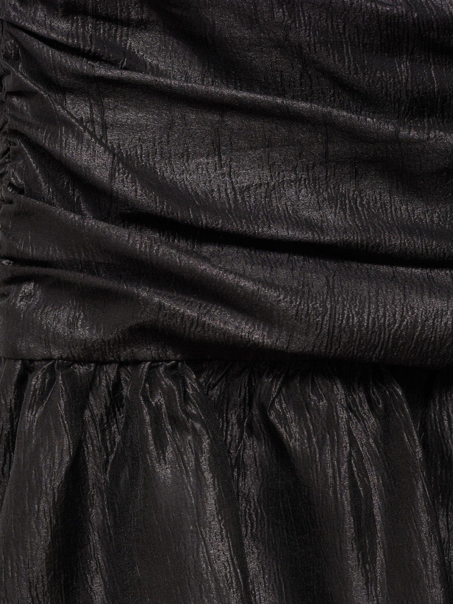 Product image 7 of 7, which shows Mango Metallic Ruched Balloon Bubble Hem Mini Dress, Black, 10