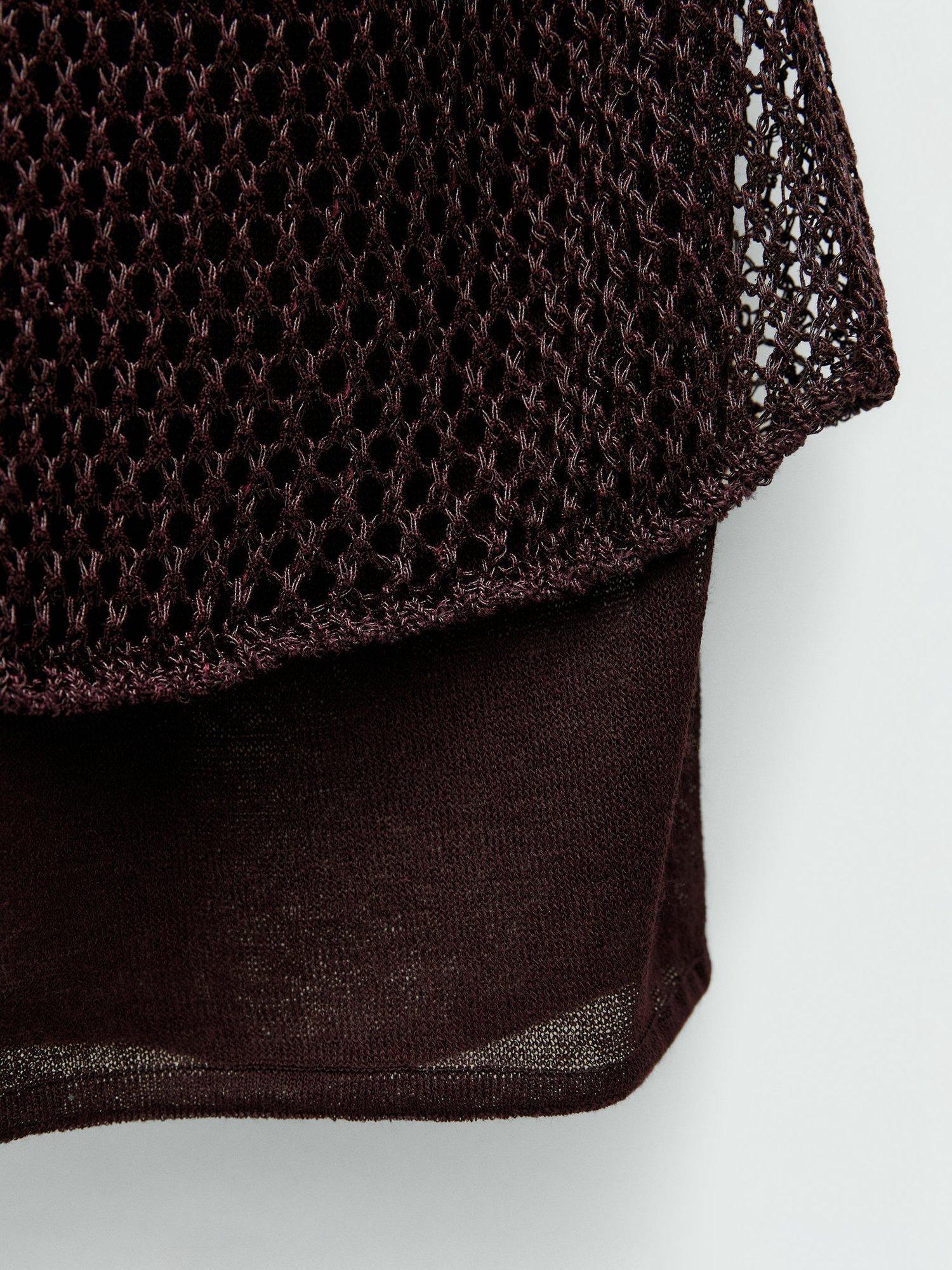 Product image 5 of 7, which shows Mango Bling Metallic Knitted Knee Length Dress, Dark Red, 10