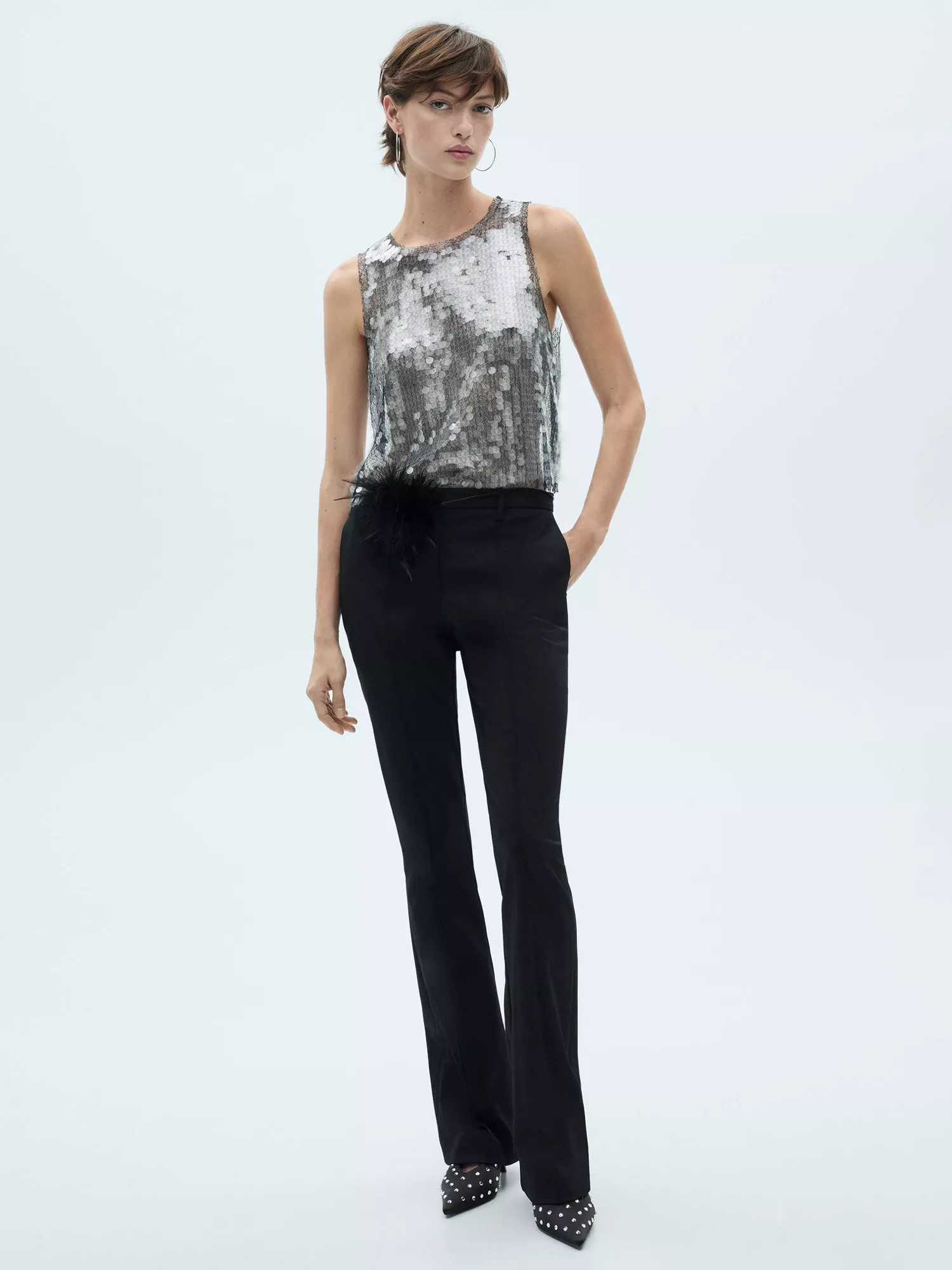 Mango Jordana Sequin Top, Silver