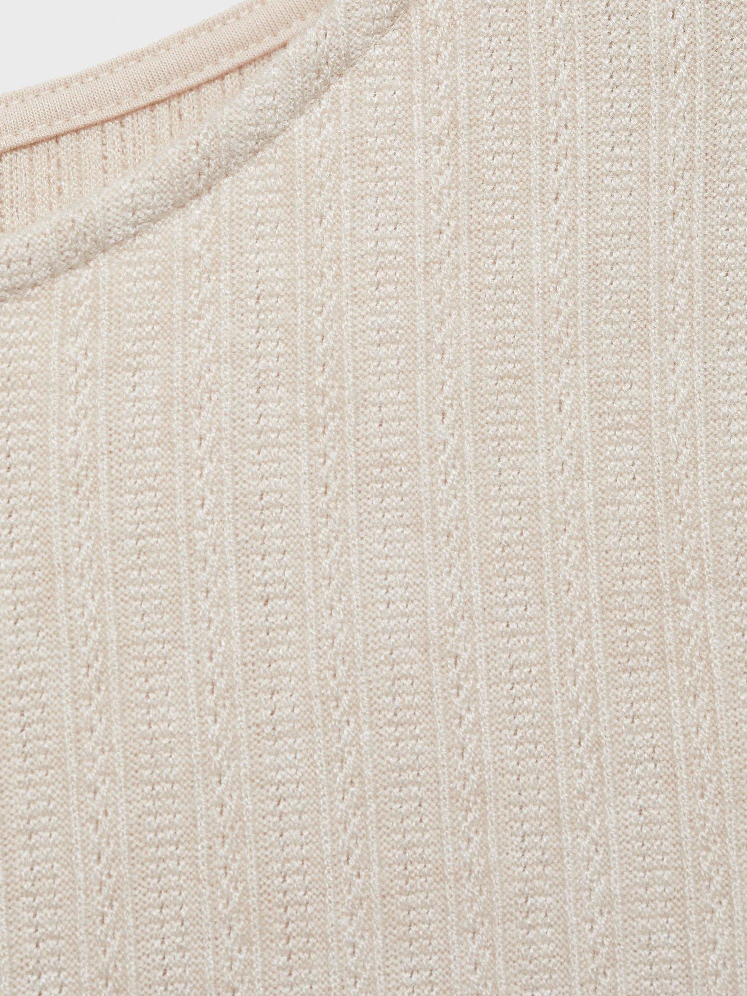 Product image 8 of 8, which shows Mango Boat Neck Long Sleeve Pointelle Top, Lt Pastel Grey, XL