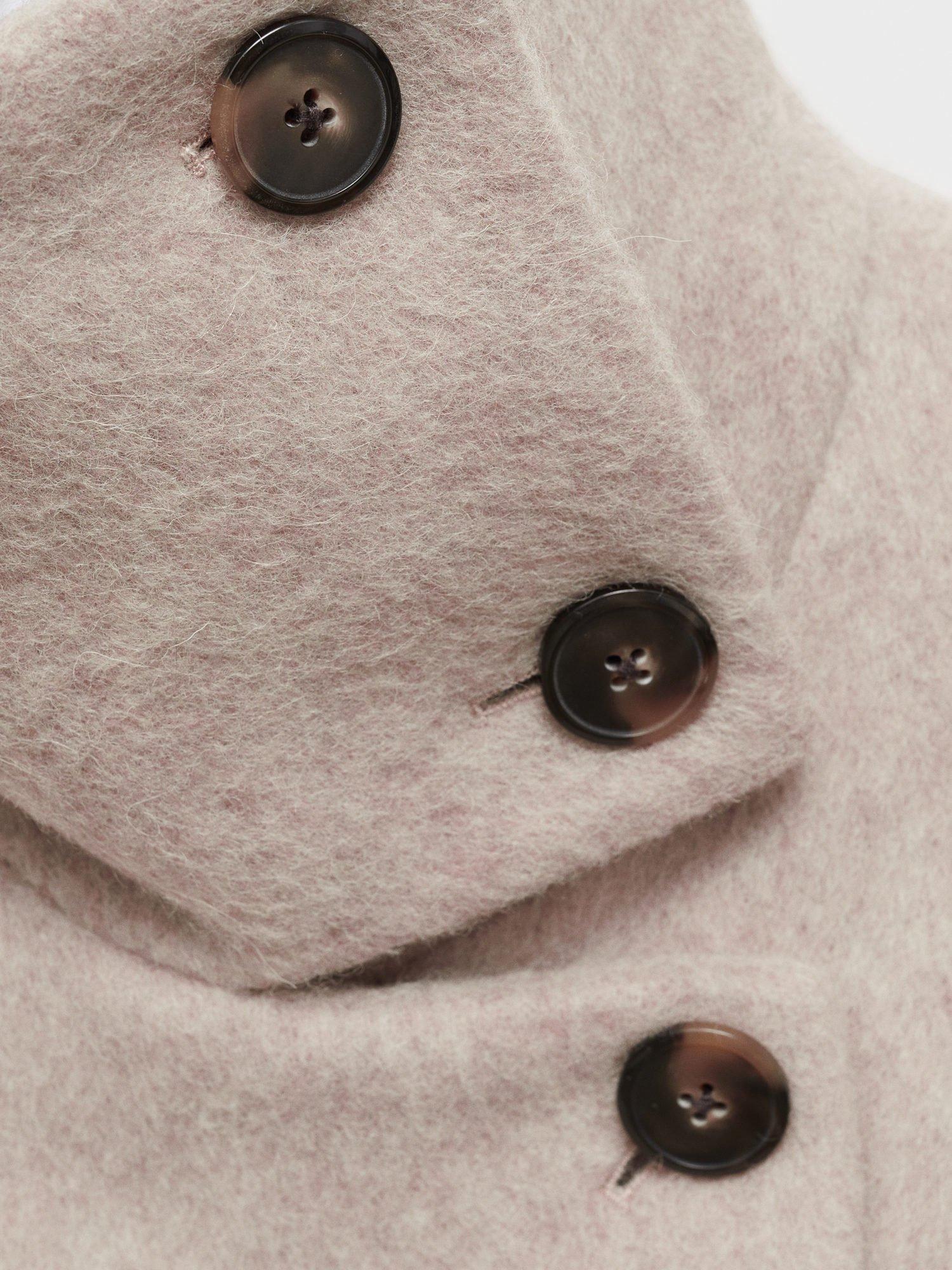 Product image 7 of 7, which shows Mango Honey Funnel Neck Wool Rich Coat, Light Beige, L