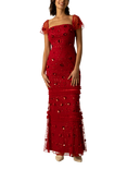 Raishma Scarlett Beaded Form Fitting Maxi Gown, Red