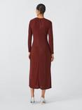 Whistles Hot Fix Embellished V-Neck Midi Dress, Burgundy