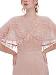 Raishma Adira Feathered Cape Dress, Nude