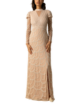 Raishma Casey Scalloped Beaded Maxi Gown, Nude