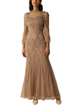 Raishma Fiona Beaded Mermaid Maxi Gown, Beige