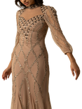 Raishma Fiona Beaded Mermaid Maxi Gown, Beige