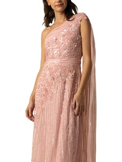 Raishma Florence Sequin Floral One Shoulder Maxi Gown, Pink - view 2, Pink