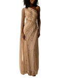 Raishma Kalina Sequin One Shoulder Maxi Dress, Nude