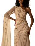 Raishma Kalina Sequin One Shoulder Maxi Dress, Nude