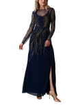 Raishma Paige Sequin Embellished Maxi Dress, Navy/Gold