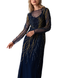 Raishma Paige Sequin Embellished Maxi Dress, Navy/Gold