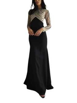 Raishma Rosalia Beaded Bodice Empire Line Maxi Gown, Black/Multi, Black/Multi