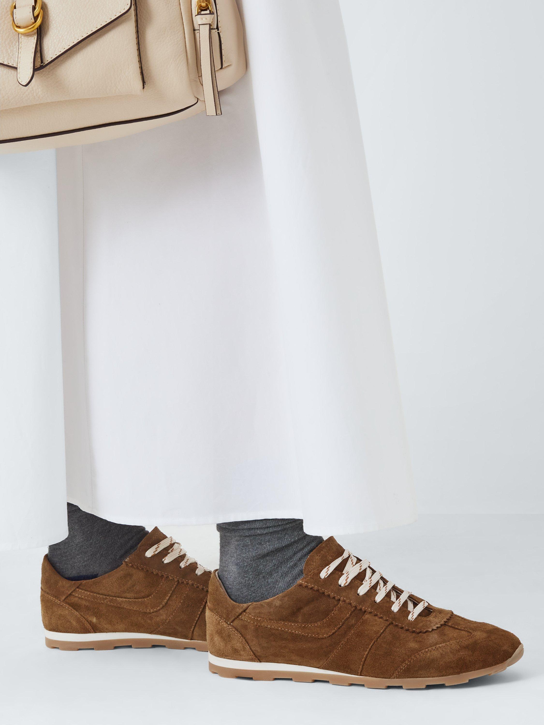 Product image 2 of 6, which shows John Lewis France Suede Sporty Runner Trainers, Tan, 3
