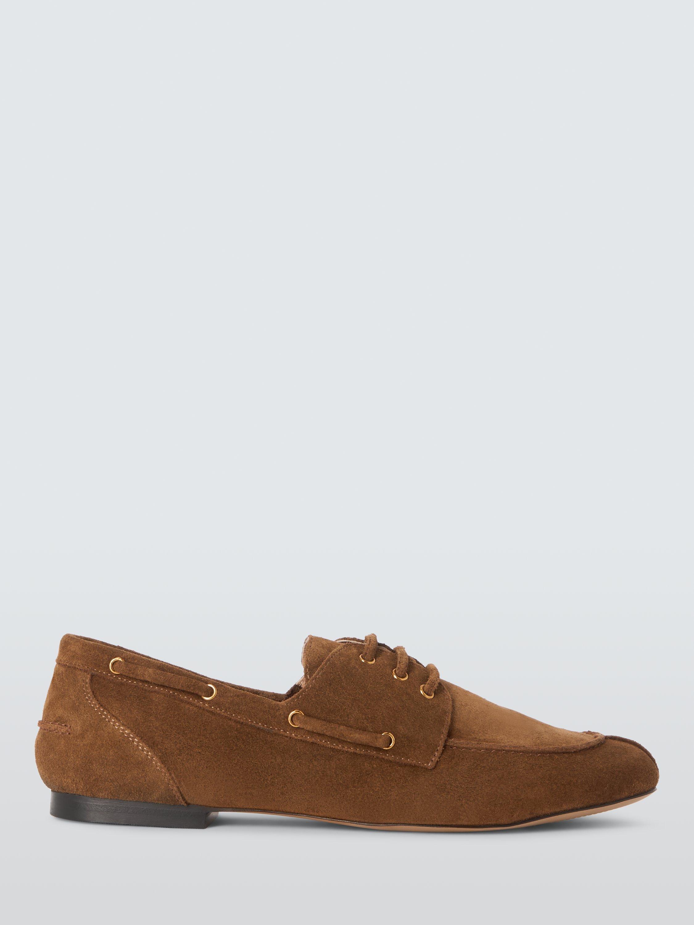 Product image 1 of 6, which shows John Lewis Greek Suede Soft Boat Shoe Loafers, Brown, 3