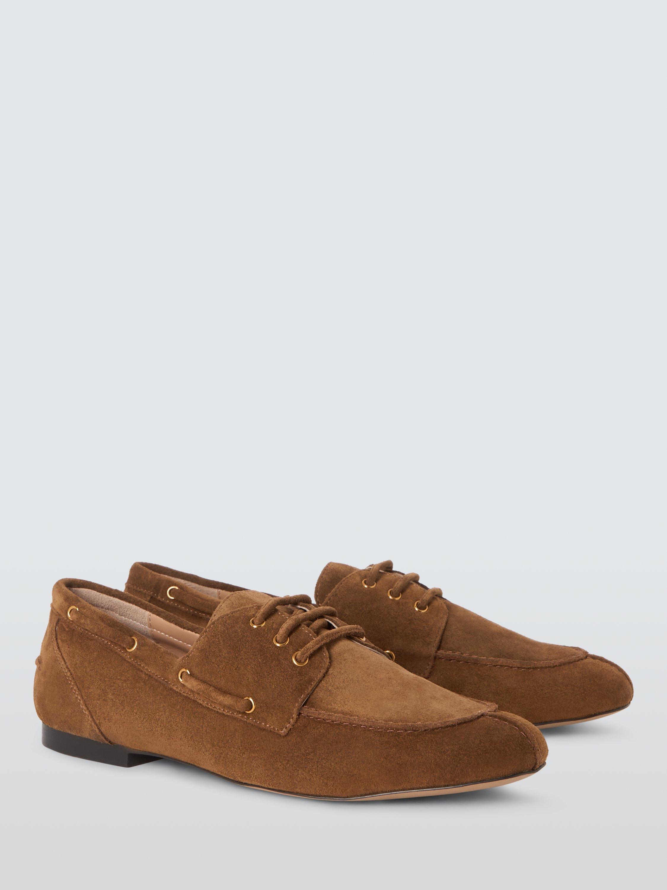 Product image 3 of 6, which shows John Lewis Greek Suede Soft Boat Shoe Loafers, Brown, 3
