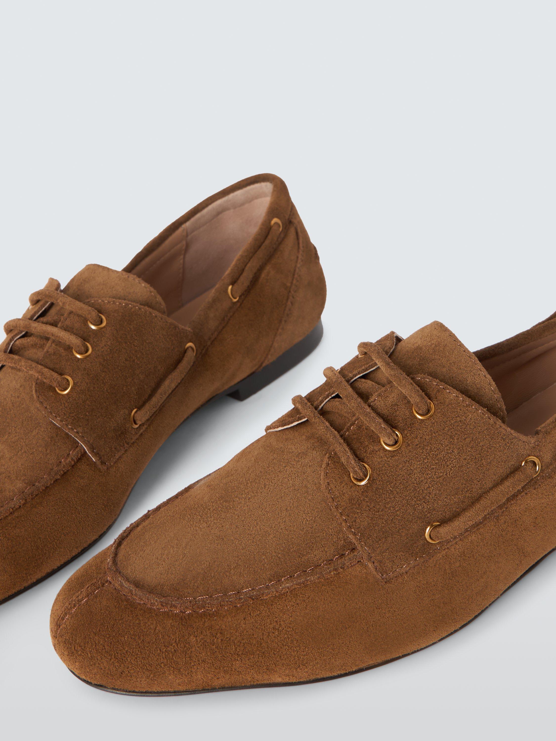 Product image 4 of 6, which shows John Lewis Greek Suede Soft Boat Shoe Loafers, Brown, 3