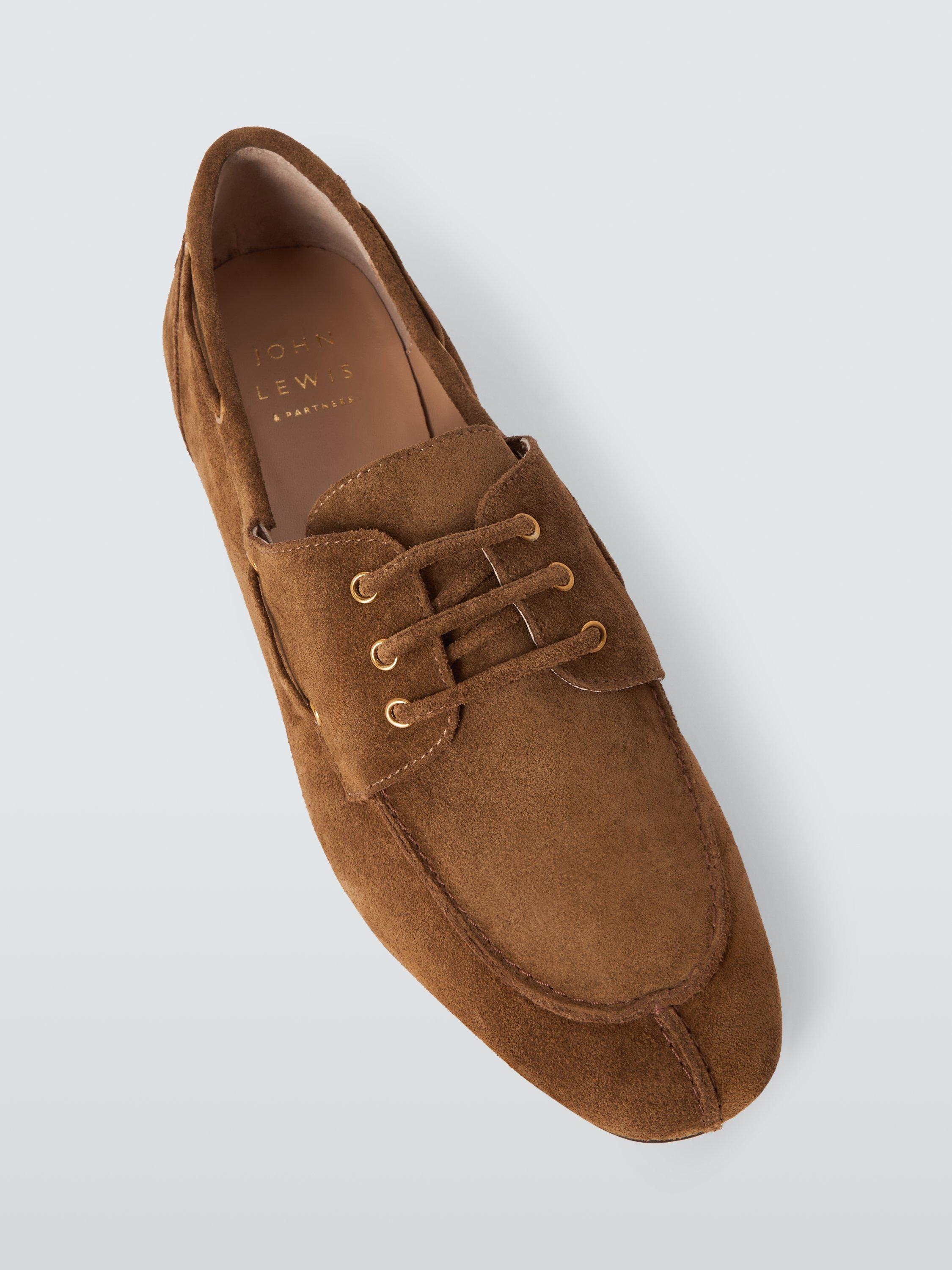 Product image 5 of 6, which shows John Lewis Greek Suede Soft Boat Shoe Loafers, Brown, 3