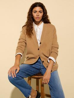 Baukjen Fillipa Pure Wool Longline Cardigan, Taupe, Taupe