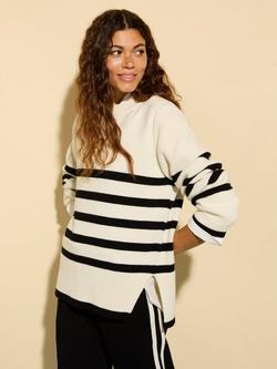 Baukjen Fleur Stripe Wool Rich Jumper, Cream, Cream