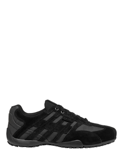 Geox Snake Suede Blend Low Cut Trainers, Black, Black
