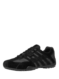 Geox Snake Suede Blend Low Cut Trainers, Black - view 2, Black