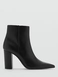 Mango Brun Heeled Pointed Ankle Boots, Black